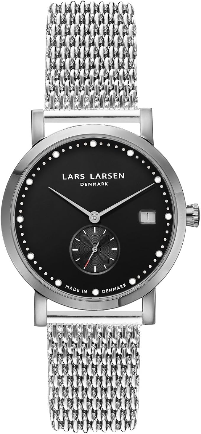 丹麦品牌larslarsen手表石英女士手表黑色表盘精钢网带137sbsm